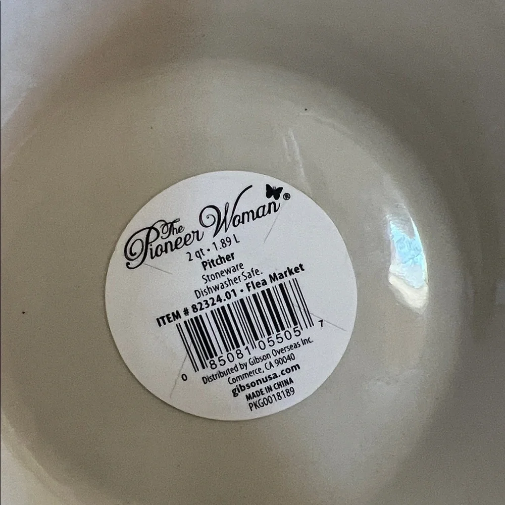 The Pioneer Woman Flea Market White Decorated Floral 2-Quart Pitcher - Picture 10 of 11